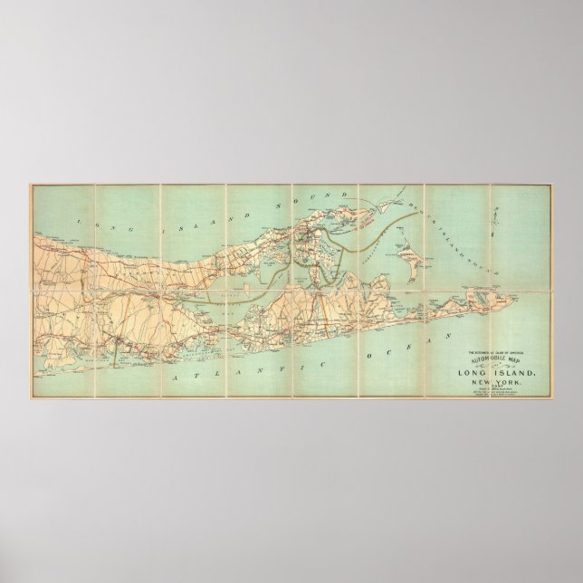 Vintage Road Map of Long Island (1905) Poster (Front)