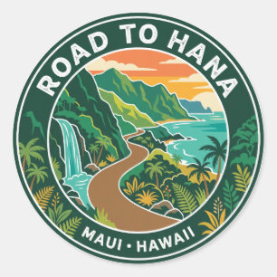 Vintage Road to Hana Hawaii Classic Round Sticker