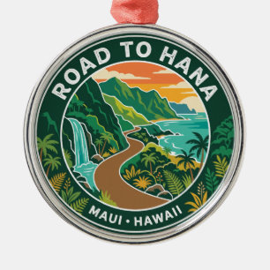Vintage Road to Hana Hawaii Metal Tree Decoration