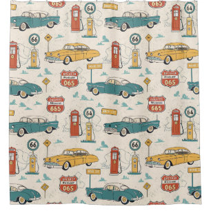 Vintage Road Trip Pattern (1) Shower Curtain
