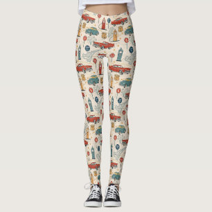 Vintage Road Trip Pattern (2) Leggings