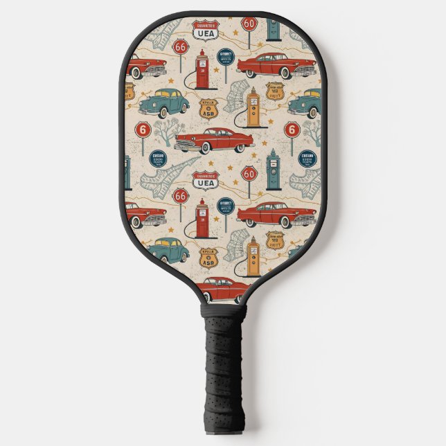 Vintage Road Trip Pattern (2) Pickleball Paddle (Front)
