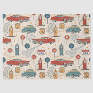 Vintage Road Trip Pattern (2) Tissue Paper