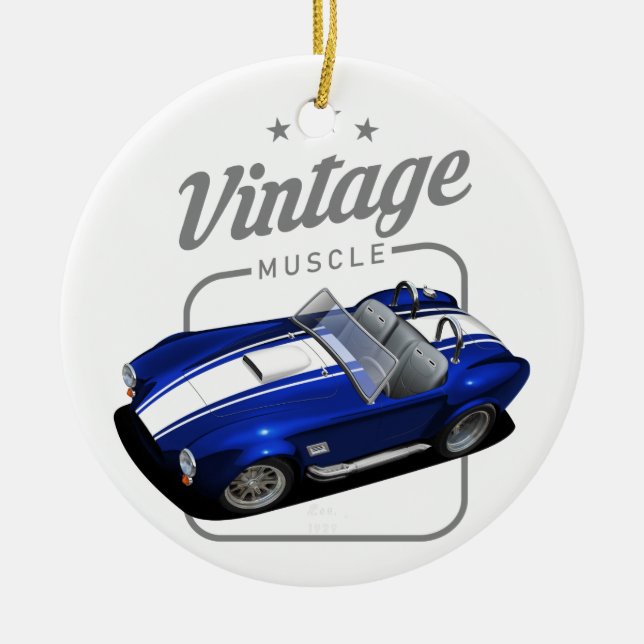 Vintage Roadster Ceramic Tree Decoration (Front)