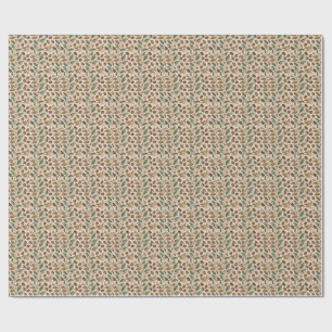 Vintage Roasted Coffee Beans & Flowers Pattern Wrapping Paper