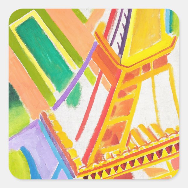 Vintage Robert Delaunay's Eiffel Tower Art Square Sticker (Front)