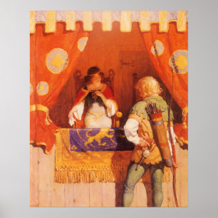 Vintage Robin Hood Meets Maid Marian by NC Wyeth Poster