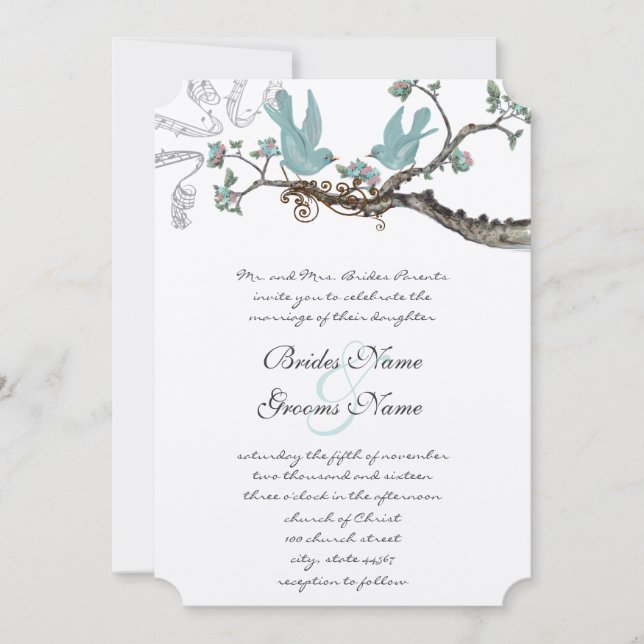 Vintage Robins Egg Blue Blue Wedding Invitation (Front)