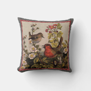 Vintage Robins for Bird Lovers Cushion