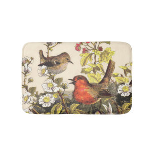 Vintage Robins Spring Birds Bath Mat