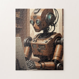 Vintage Robot AI Puzzle - Retro Tech Jigsaw