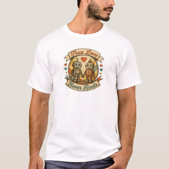 Vintage robot couple sticker  T-Shirt (Front)