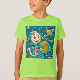 Vintage Robot in Space Science Curiosity Discovery T-Shirt
