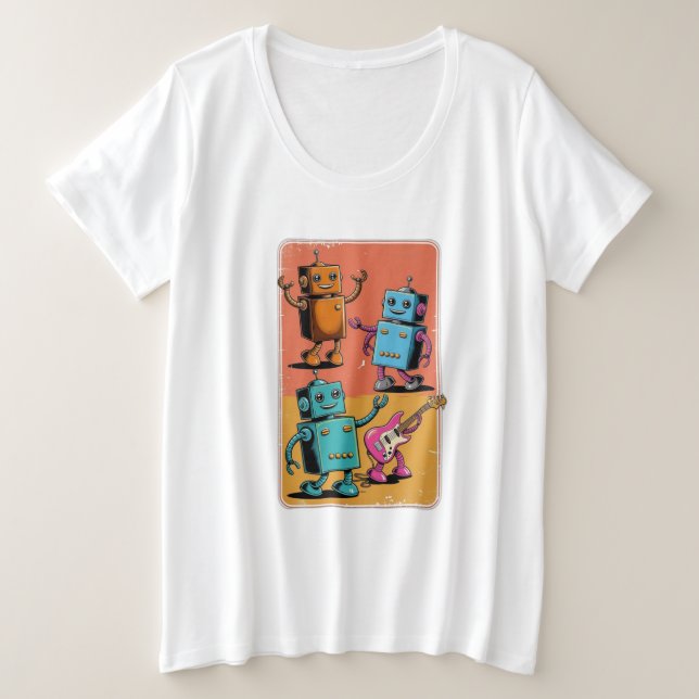 Vintage robots  plus size T-Shirt (Design Front)
