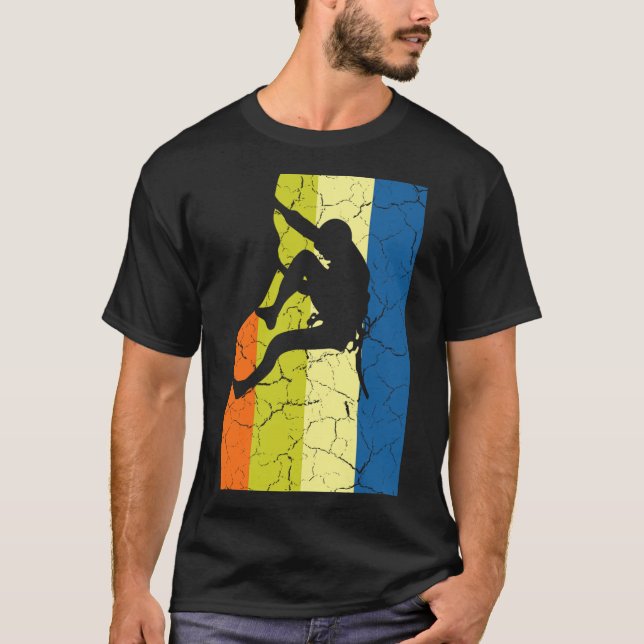 Vintage Rock Climbing Retro Mountains Climber Tee  (Front)