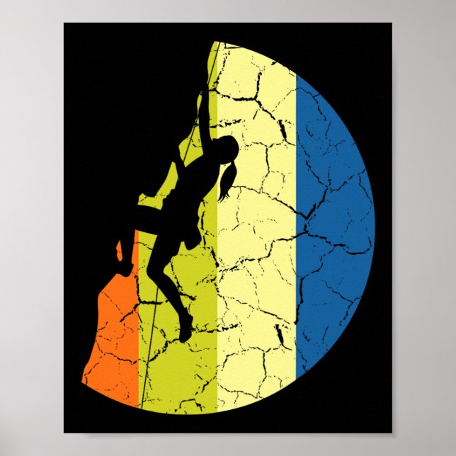 Vintage Rock Climbing Retro Mountains Climber Tee_ Poster (Front)
