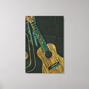 vintage rock guitar player artwork canvas print