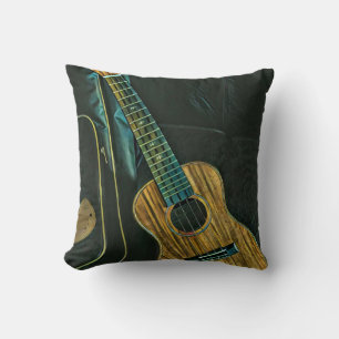vintage rock guitar player artwork cushion