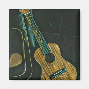vintage rock guitar player artwork magnet