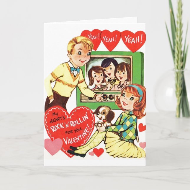 Vintage Rock 'n Roll Teen Valentine Holiday Card (Front)