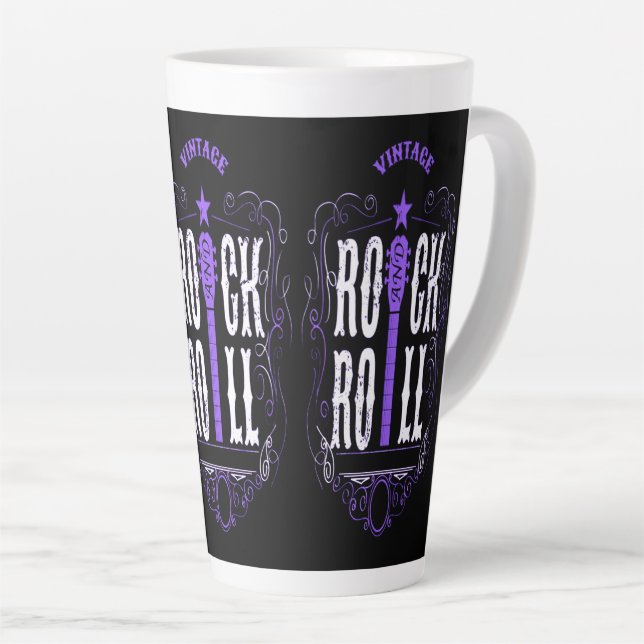 Vintage Rock & Roll Purple Latte Mug (Right Angle)