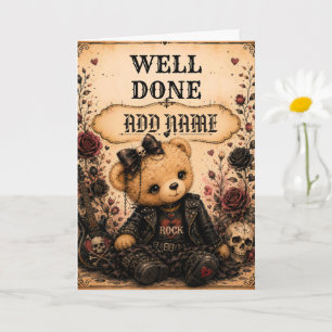 Vintage Rock Rose Bear,Well Done card