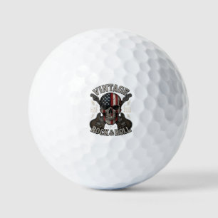 Vintage Rock Skull American Flag Guitar Retro Rock Golf Balls