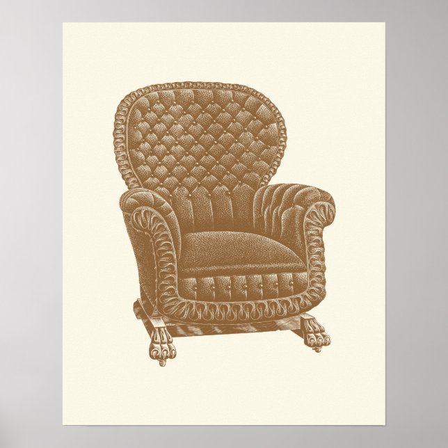 Vintage Rocker Brown Chair 1900s Cool Furniture Poster (Front)