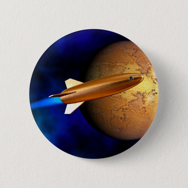 vintage rocket 6 cm round badge (Front)