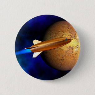 vintage rocket 6 cm round badge
