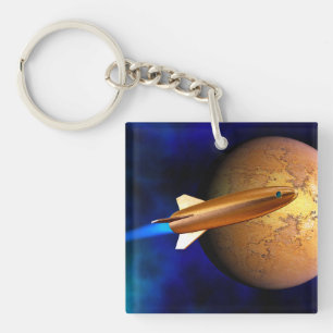 vintage rocket key ring