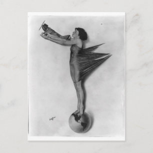 Vintage Rocket Lady Postcard