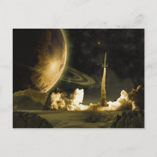 Vintage Rocket Launch Postcard