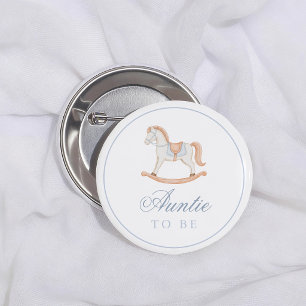 Vintage Rocking Horse Baby Shower  Auntie To Be 6 Cm Round Badge