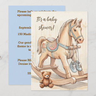 Vintage Rocking Horse Baby Shower Invitation