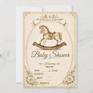 Vintage Rocking Horse Baby Shower Invitation