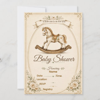Vintage Rocking Horse Baby Shower Invitation