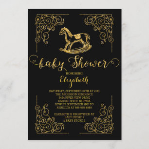 Vintage Rocking Horse Baby Shower Invitation