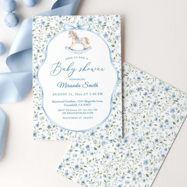 Vintage Rocking Horse Boy Baby Shower  Invitation (Creator Uploaded)