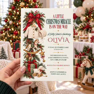 Vintage Rocking Horse Christmas Baby Shower Invitation