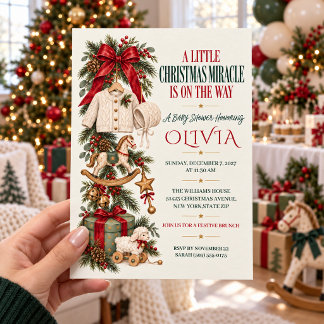 Vintage Rocking Horse Christmas Baby Shower Invitation