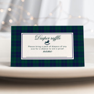 Vintage Rocking Horse Classic Plaid Diaper raffle Enclosure Card
