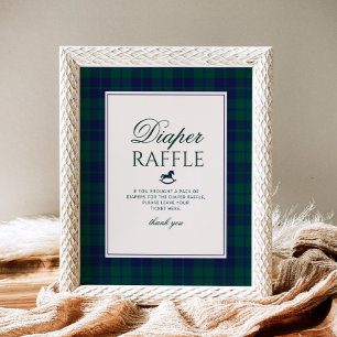 Vintage Rocking Horse Classic Plaid Diaper raffle Poster