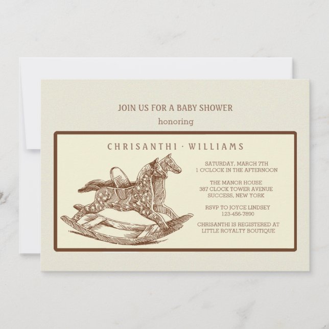 Vintage Rocking Horse Invitation (Front)