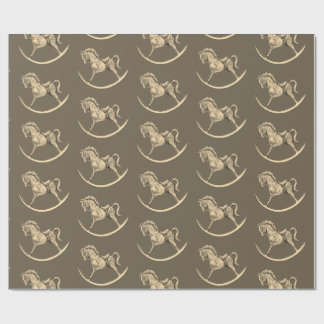 Vintage Rocking Horse Pattern Sepia Wrapping Paper