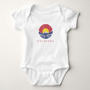 Vintage Rocky Mountain Colorado Sunset Logo Baby Bodysuit