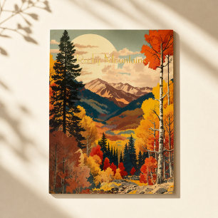 Vintage Rocky Mountains Autumn Custom Text Foil Holiday Postcard