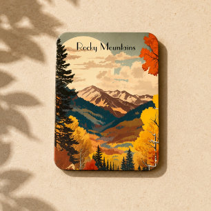 Vintage Rocky Mountains Autumn Custom Text Magnet