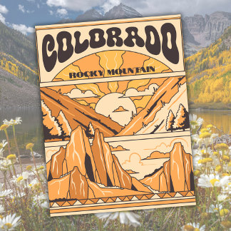 Vintage Rocky Mountains Colorado USA Travel Art  Postcard