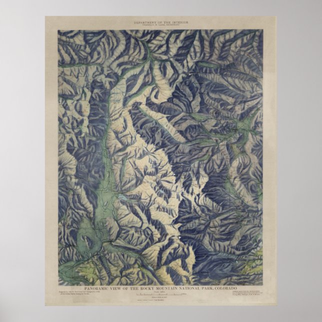 Vintage Rocky Mountains National Park Map (1915) Poster (Front)